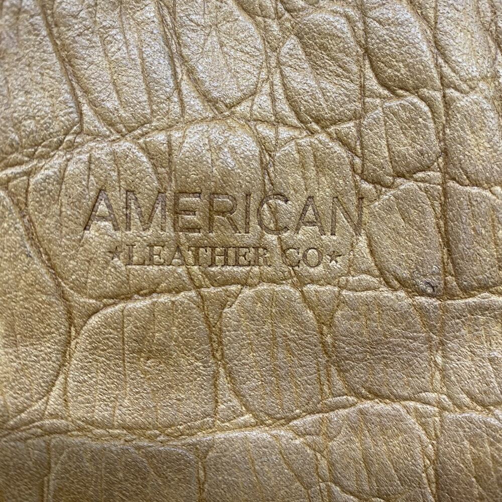 American Leather Co. Lenox Triple Entry Satchel Cafe Latte Debossed Croc Pattern - Picture 2 of 15